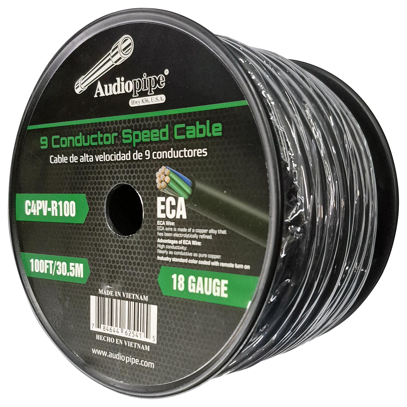 C4PVR100 - Audiopipe “Speed Cable” 9 Conductor 18-Gauge 100 Feet Speed Cable