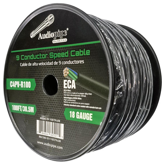 C4PVR100 - Audiopipe “Speed Cable” 9 Conductor 18-Gauge 100 Feet Speed Cable