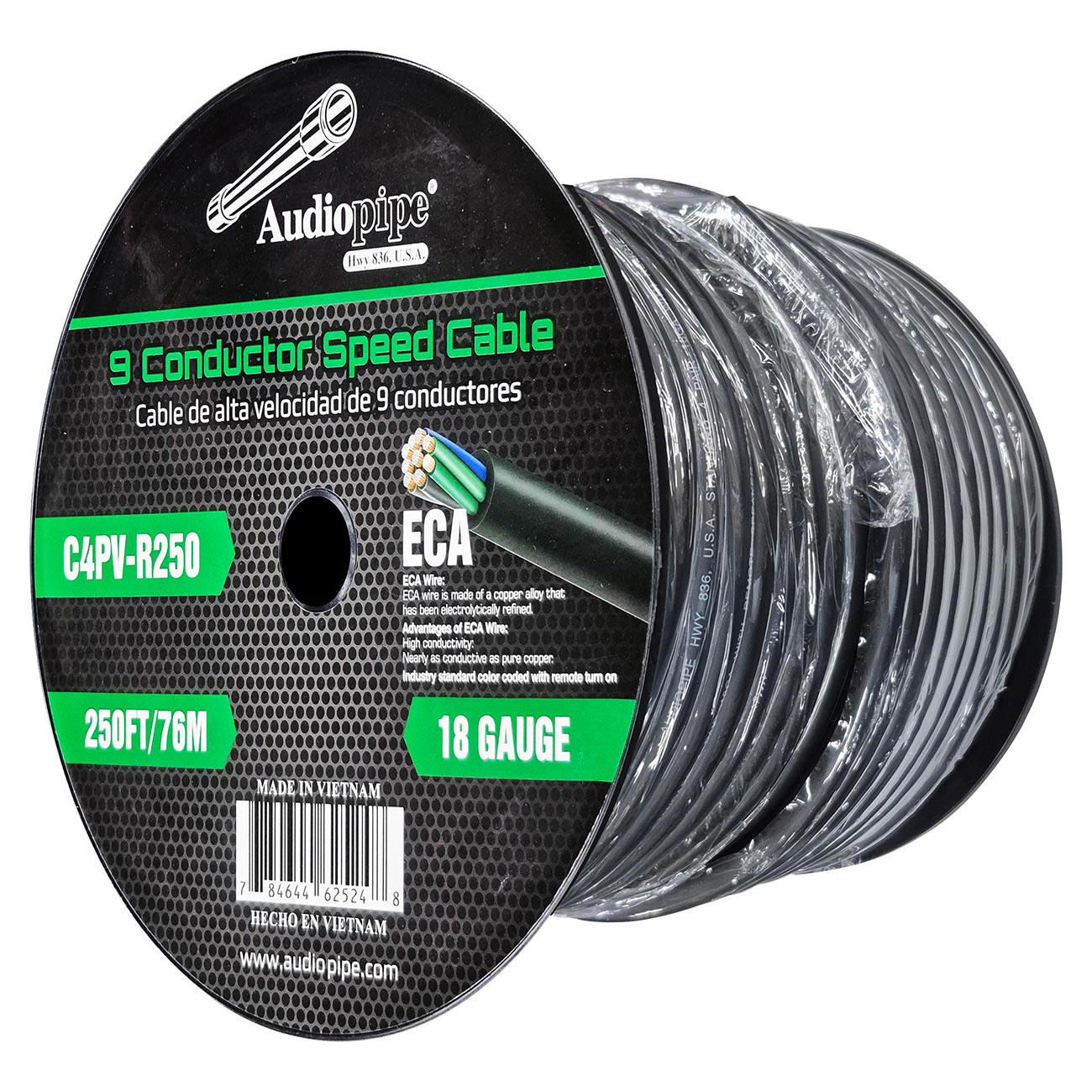C4PVR250 - Audiopipe “Speed Cable” 9 Conductor 18-Gauge 250 Feet Speed Cable