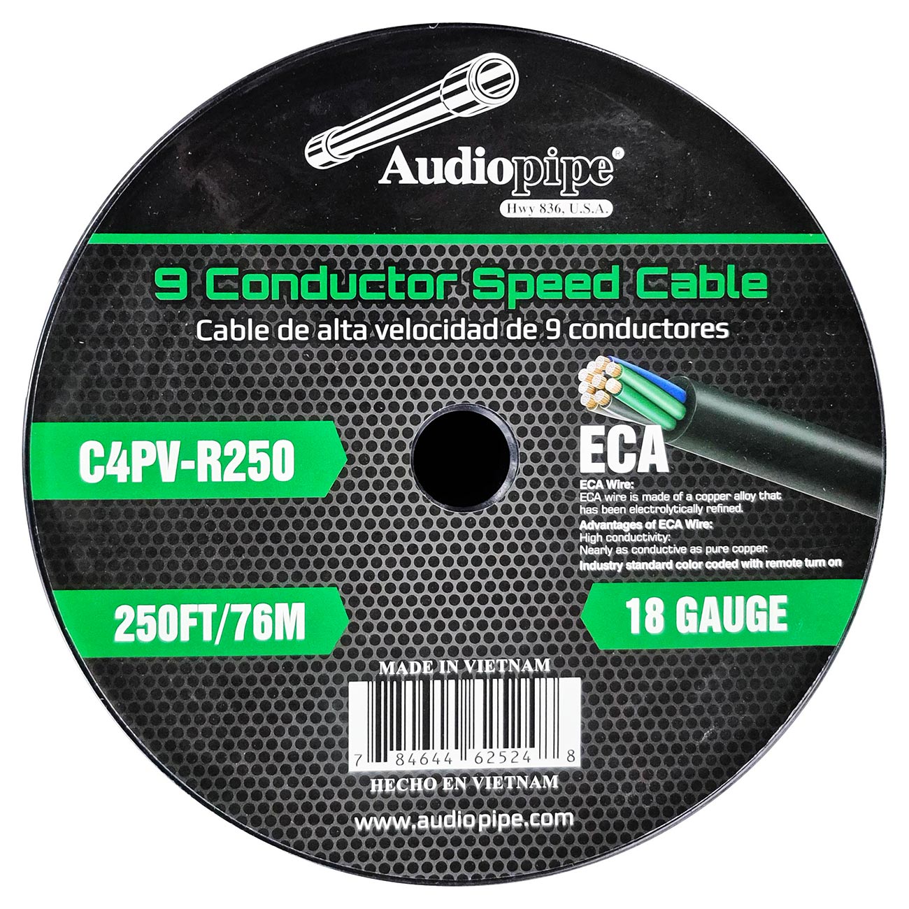C4PVR250 - Audiopipe “Speed Cable” 9 Conductor 18-Gauge 250 Feet Speed Cable