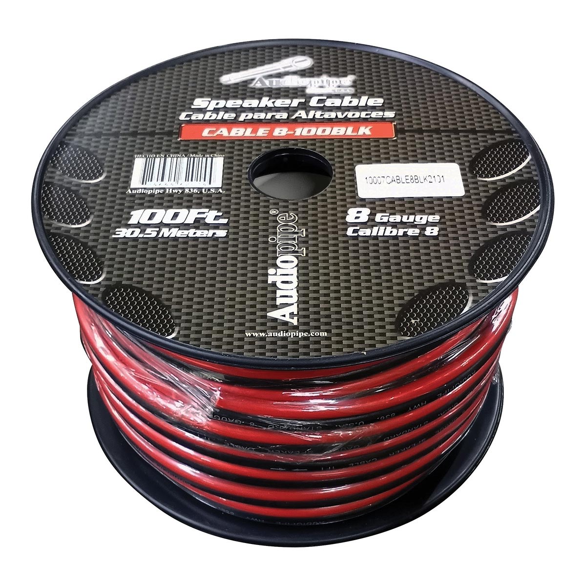 CABLE8100BLK - Audiopipe 8 Gauge Speaker Wire 100' Red/Black