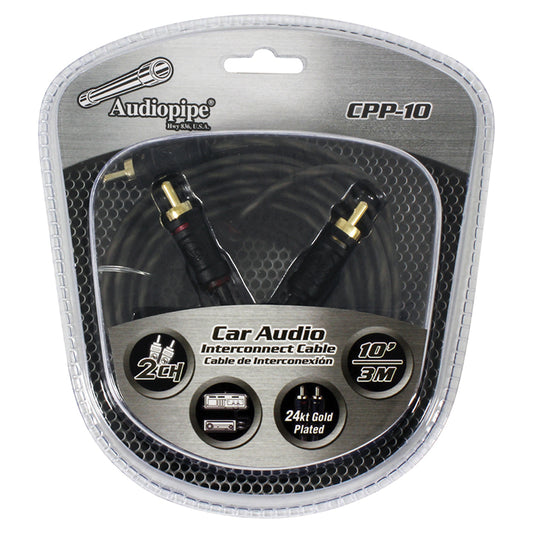 CPP10 - Audiopipe 10-Foot Gold Plated Interconnect RCA Cable