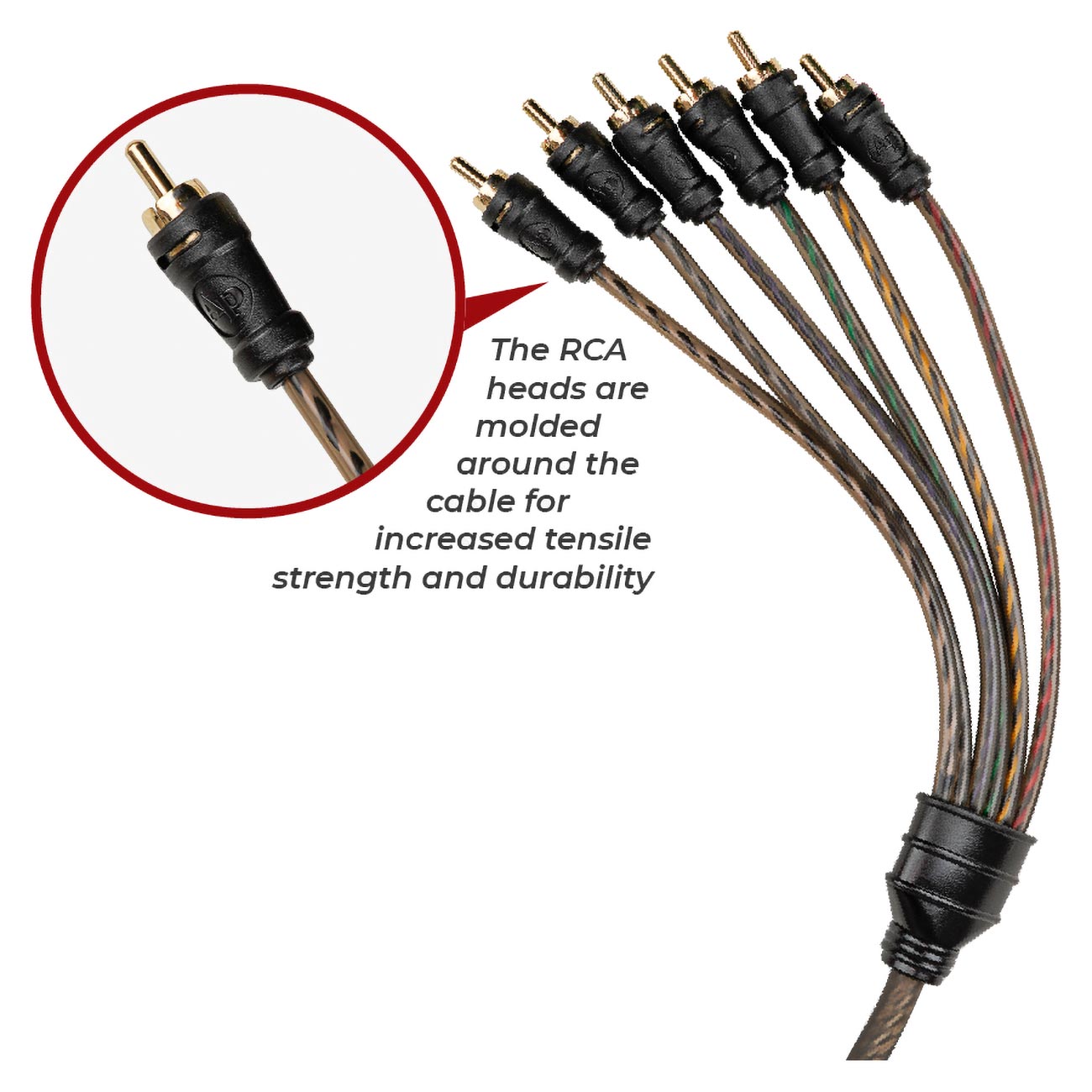 CPPMC6 - Audiopipe 6FT Length - 6-Channel Interconnect Cable for Car / Motorcycle Audio