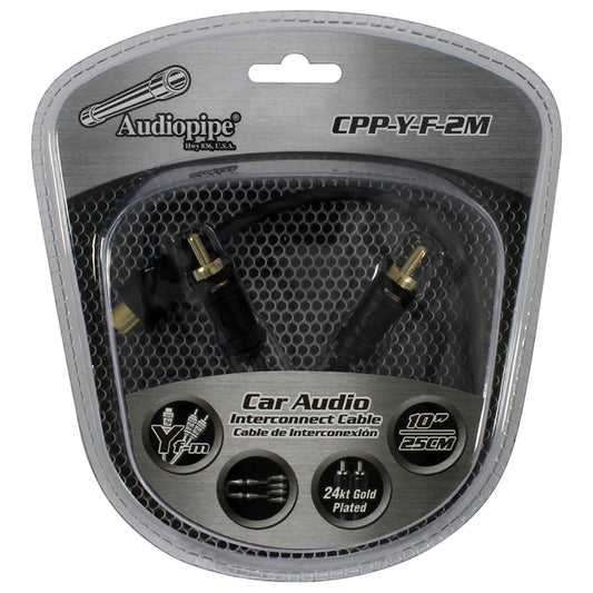 CPPYF2M - Audiopipe 1F/2M Y-Splitter Gold Plated Interconnect RCA Cable