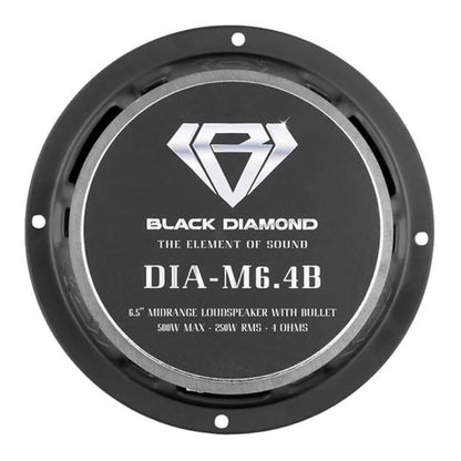 DIAM64B - Black Diamond 6.5" Mid-range LoudSpeaker With Bullet 4-Ohm 500 Watts