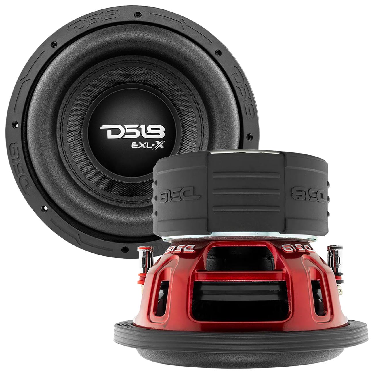 EXLX84D - DS18 EXL Red Frame 8" Subwoofer  Dvc 4-Ohms 1200 Watts Max