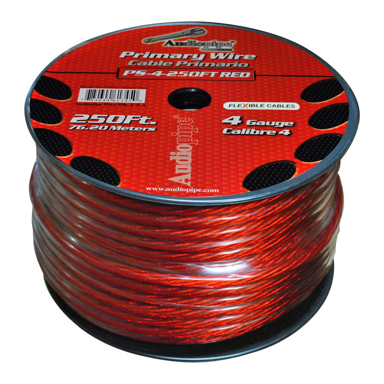 PS4RD - Audiopipe Flexible Power Cable Red 250 ft.