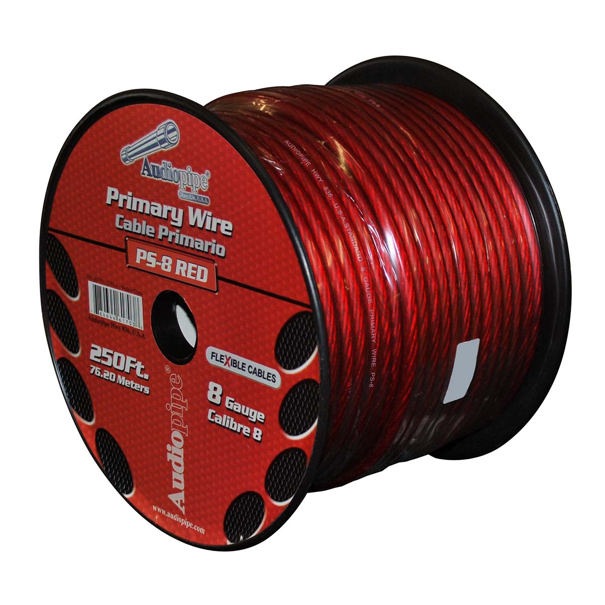 PS8RD - Audiopipe Flexible Power Cable Red 250 ft.