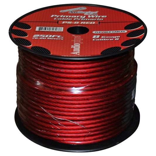 PS8RD - Audiopipe Power Cable 8-Gauge 250 Foot Spool - Red