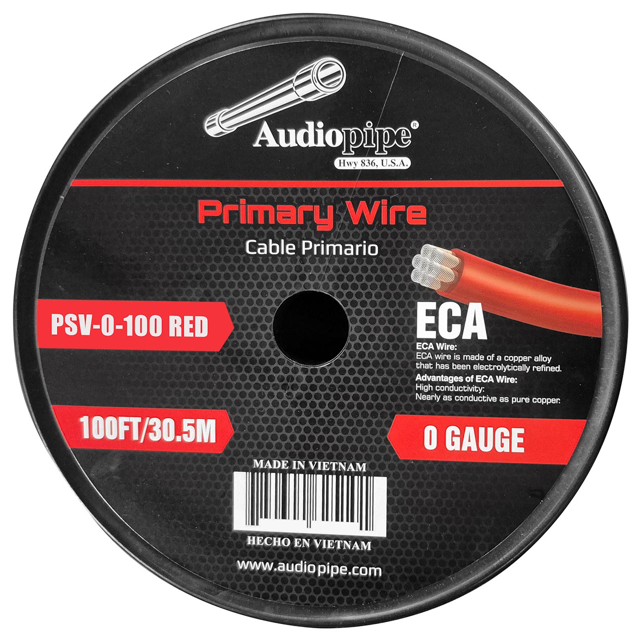 PSV0100RED - Audiopipe Flexible ECA Power Cable 0 Gauge 100 Foot - Red