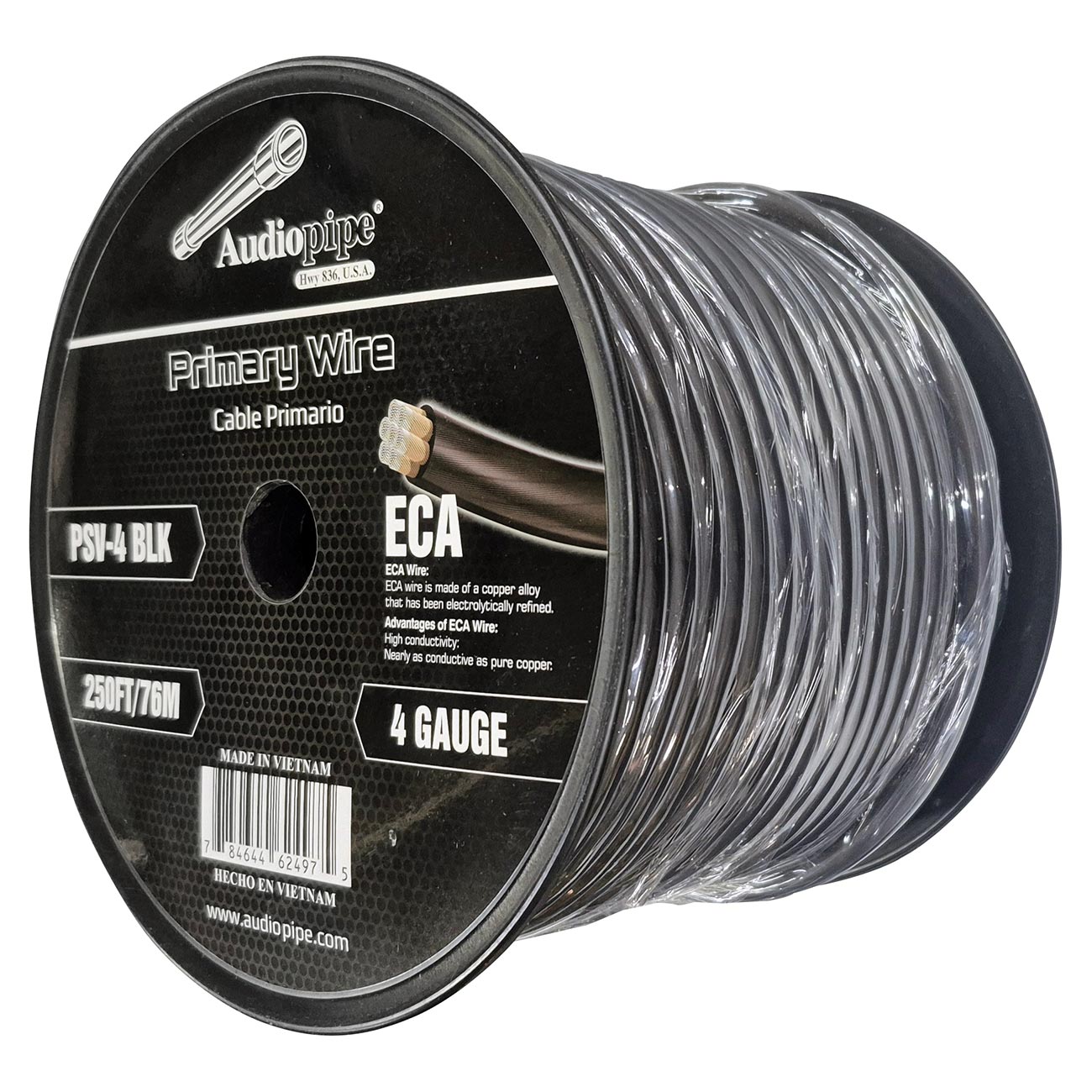 PSV4BLK - Audiopipe Flexible ECA Power Cable 4 Gauge 250 Foot - Black