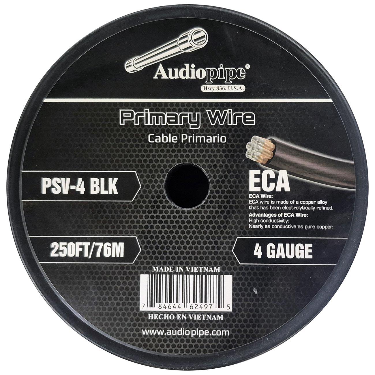 PSV4BLK - Audiopipe Flexible ECA Power Cable 4 Gauge 250 Foot - Black