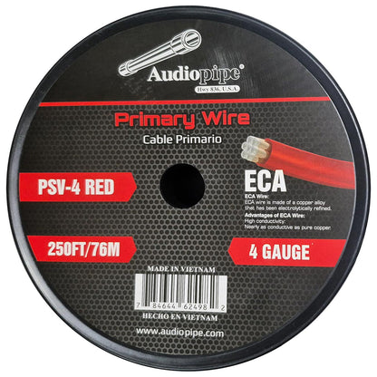 PSV4RED - Audiopipe Flexible ECA Power Cable 4 Gauge 250 Foot - Red