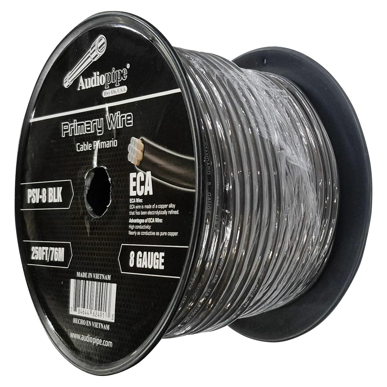 PSV8BLK - Audiopipe Flexible Power Cable 8 Gauge 250 Foot - Black