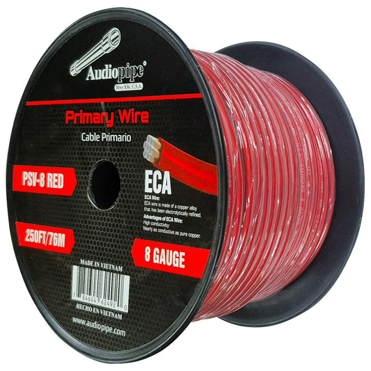 PSV8RED - Audiopipe Flexible ECA Power Cable 8 Gauge 250 Foot - Red