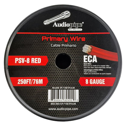 PSV8RED - Audiopipe Flexible ECA Power Cable 8 Gauge 250 Foot - Red