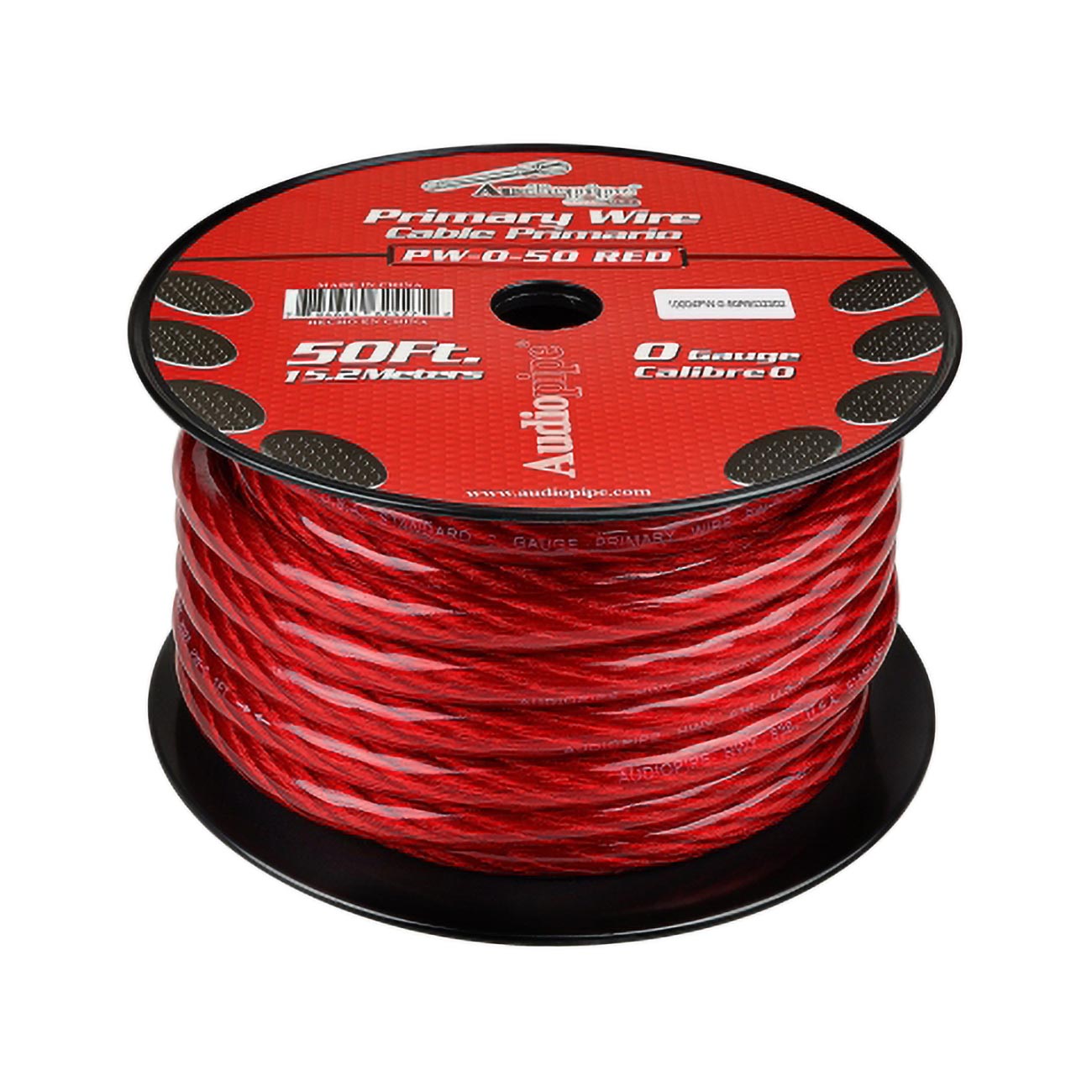 PW050RED - Audiopipe Power Wire 0 Gauge 50 Foot – Red