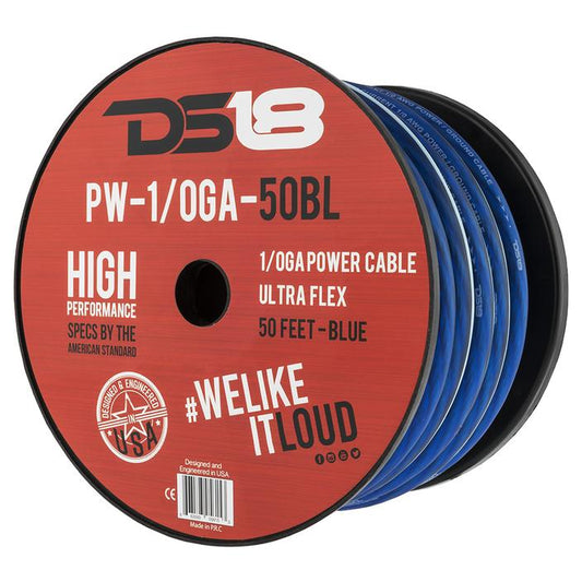 PW10GA50BL - DS18 1/0-GA Ultra Flex CCA Ground Power Cable 50' Blue