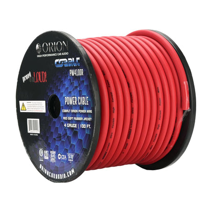 PW4100RORION - Orion Cobalt 4 Gauge CCA Wire - Red Jacket (100ft Roll)