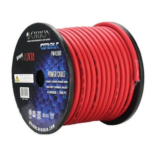 PW4100RORION - Orion Cobalt 4 Gauge CCA Wire - Red Jacket (100ft Roll)