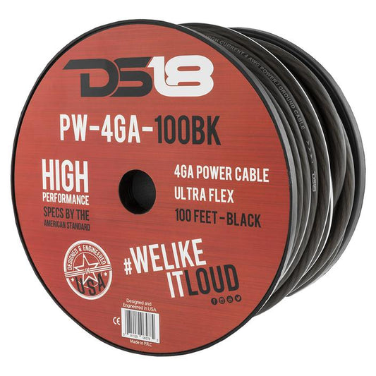 PW4GA100BK - DS18 4-GA Ultra Flex CCA Ground Power Cable 100' Black