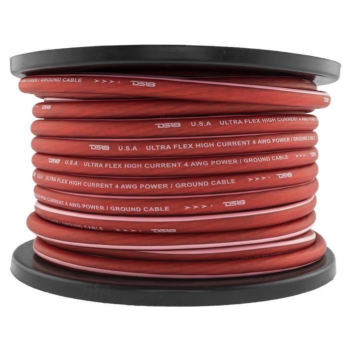 PW4GA100RD - DS18 4-GA Ultra Flex CCA Ground Power Cable 100' Red