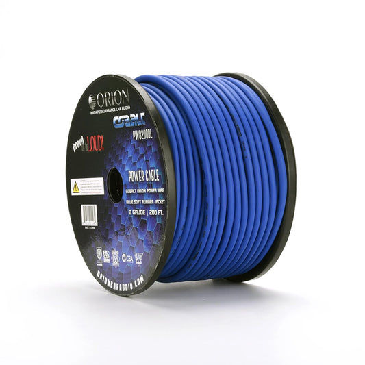 PW8200BL - Orion Cobalt 8 Gauge 100% CCA Wire - Blue Jacket (200ft Roll)