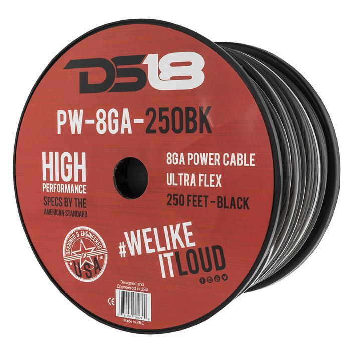 PW8GA250BK - DS18 8-GA Ultra Flex CCA Ground Power Cable 250' Black