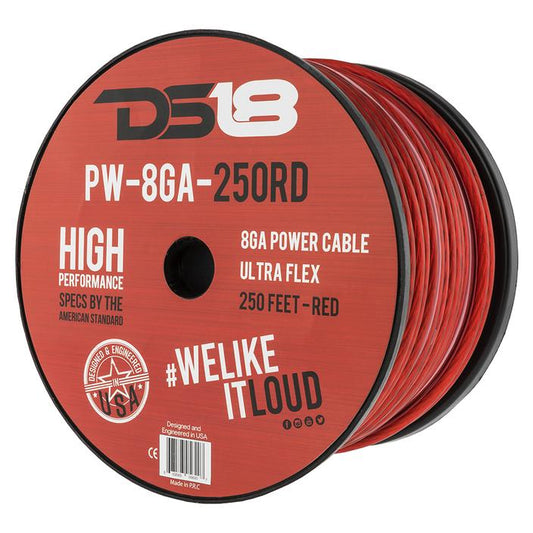 PW8GA250RD - DS18 8-GA Ultra Flex CCA Ground Power Cable 250' Red