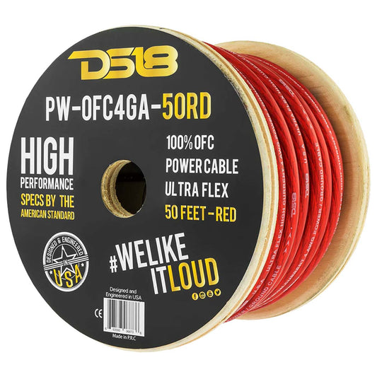 PWOFC4GA50RD - DS18 4-GA Ultra Flex 100% OFC Ground Power Cable 50' RED