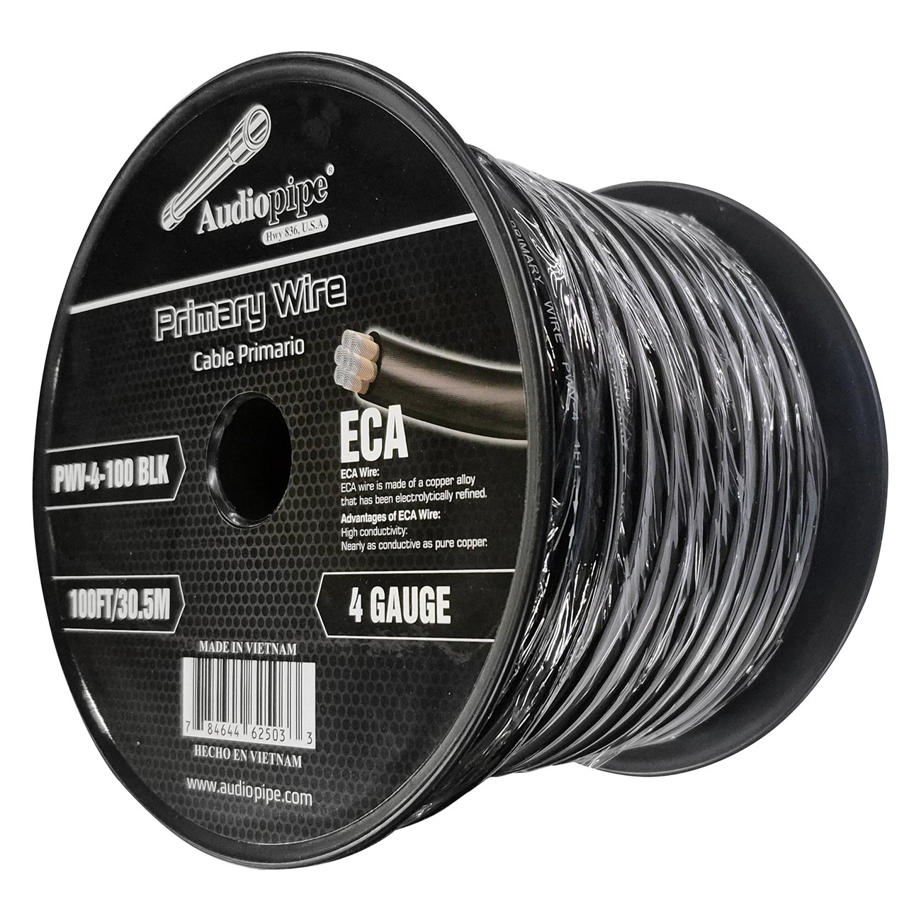 PWV4100BLK - Audiopipe Flexible ECA Power Cable 4 Gauge 100 Foot - Black