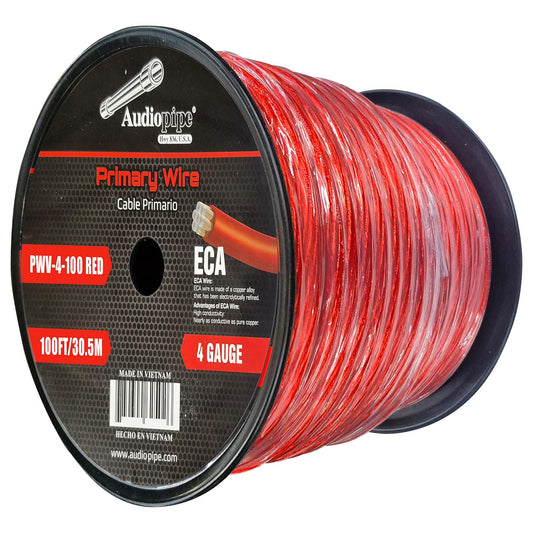 PWV4100RED - Audiopipe Flexible ECA Power Cable 4 Gauge 100 Foot - Red