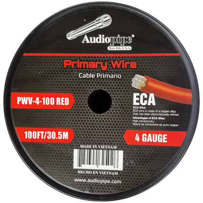 PWV4100RED - Audiopipe Flexible ECA Power Cable 4 Gauge 100 Foot - Red