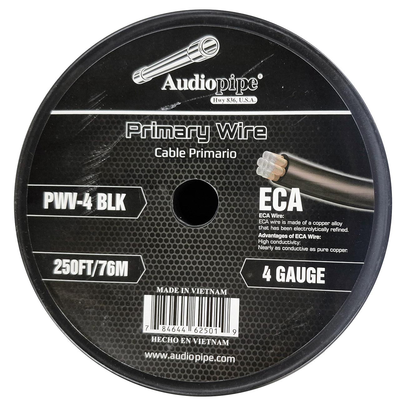 PWV4BLK - Audiopipe Flexible ECA Power Cable 4 Gauge 250 Foot - Black