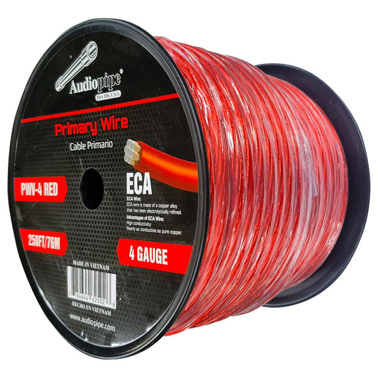 PWV4RED - Audiopipe Flexible ECA Power Cable 4 Gauge 250 Foot - Red
