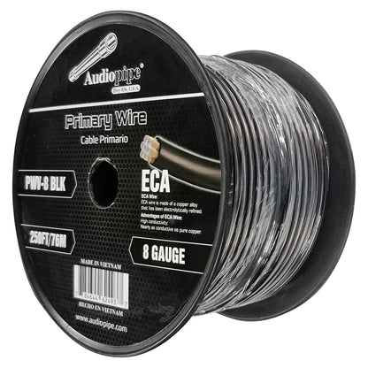 PWV8BLK - Audiopipe Flexible ECA Power Cable 8 Gauge 250 Foot - Black