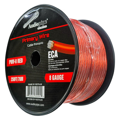PWV8RED - Audiopipe Flexible ECA Power Cable 8 Gauge 250 Foot - Red