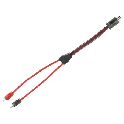R1F2M - DS18 Ultra Flex 6" Y-RCA Cable: 1 Female to 2 Male