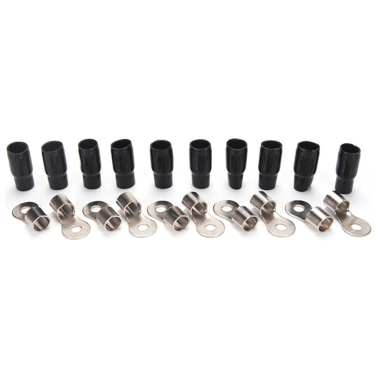 RT0BORION - Orion Ring Terminal for 1/0 Gauge with 5/16" Hole and Nickel Finish - Black Jacket (10 Pack)