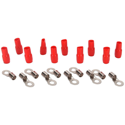 RT4RORION - Orion Ring Terminal for 4 Gauge with 5/16" Hole and Nickel Finish - Red jacket (10 Pack)