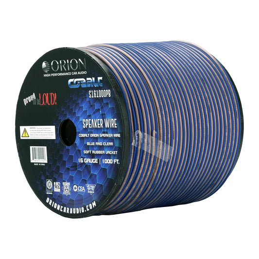 S161000PB - Orion Wired Series Speaker Wire 16 Gauge Blue/Clear (1000ft Roll)
