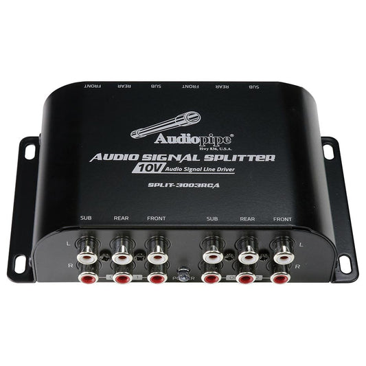 SPLIT3003RCA - Audiopipe RCA 1 In /3 Out Splitter with 10 Volt Audio Signal Line Driver