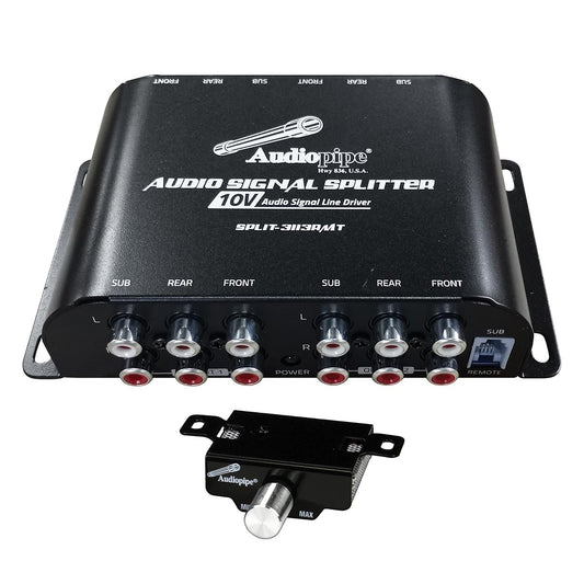 SPLIT3113RMT - Audiopipe RCA 1 In /3 Out 10V Audio Signal Line Driver with Remote Bass Knob