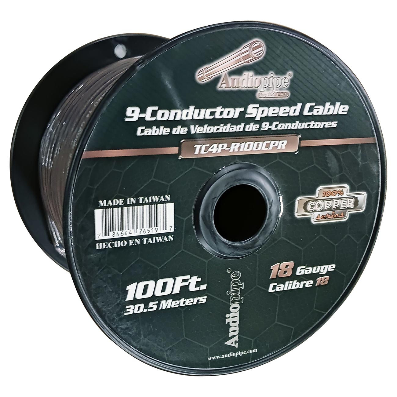 TC4PR100CPR - Audiopipe 100% Copper 9-Conductor Speed Cable - 100 Ft