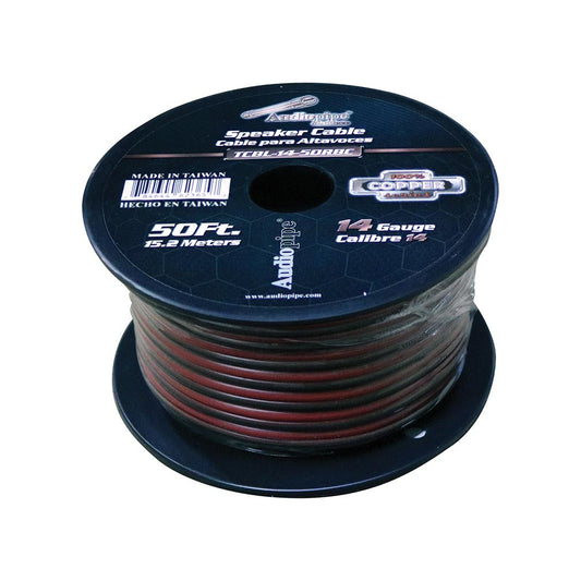 TCBL1450RBC - Audiopipe 14 Gauge 100% Copper Series Speaker Wire - 50 Foot Roll - RED/BLACK  Jacket