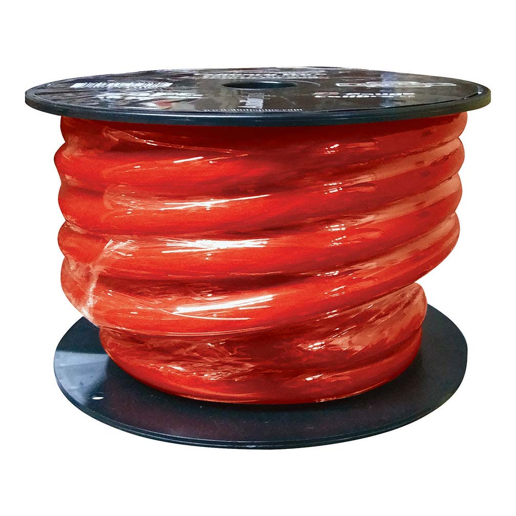 TPW0CPR25R - Audiopipe 0 Gauge 100% Copper Series Power Wire - 25 Foot Roll - Red PVC outer-jacket