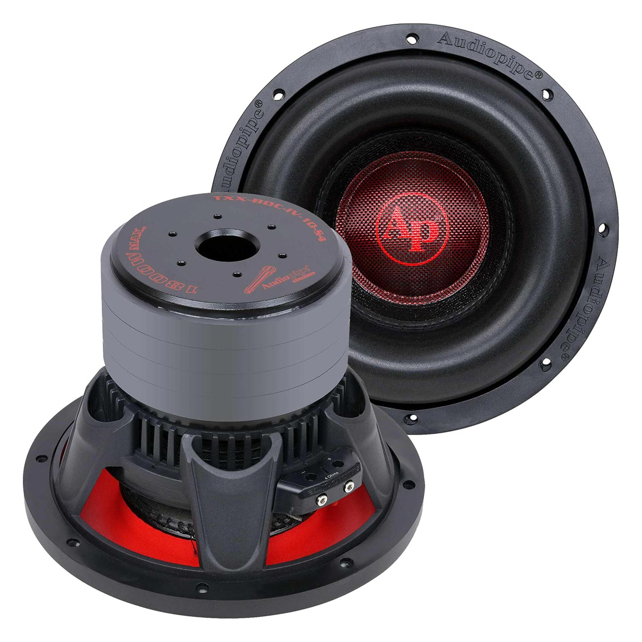 TXXBDCIV10S4 - Audiopipe 10″ Quad Stack Woofer 900W RMS/1800W Max Single 4 Ohm Voice Coil