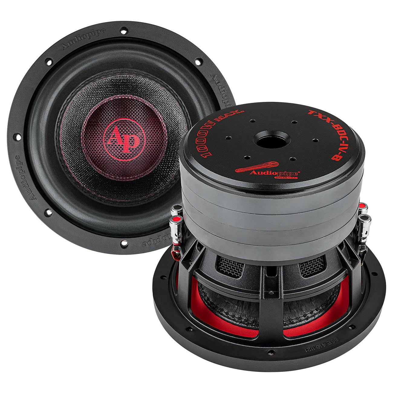 TXXBDCIV8 - Audiopipe 8" Quad Stack Woofer 500W RMS/1000W Max Dual 4 Ohm Voice Coils