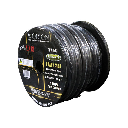 XPW050BLACK - Orion 0-Gauge 100% OFC 50FT Wire Roll Black
