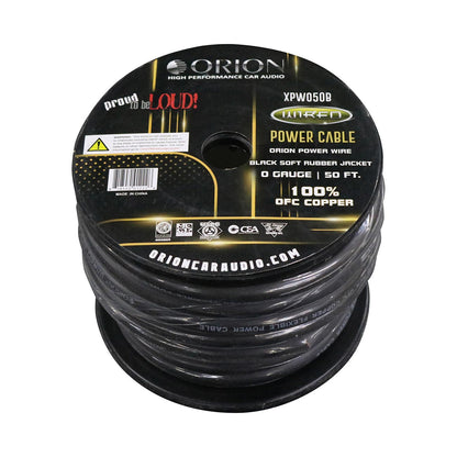 XPW050BLACK - Orion 0-Gauge 100% OFC 50FT Wire Roll Black